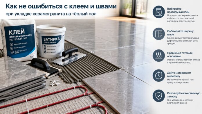 Как не ошибиться с клеем и швами при укладке керамогранита на тёплый пол